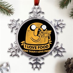 Adventure Time Jake  I Love Food Metal Large Snowflake Ornament by Sarkoni