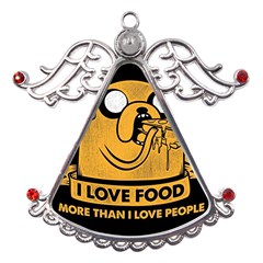 Adventure Time Jake  I Love Food Metal Angel With Crystal Ornament by Sarkoni