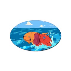 Adventure Time Fish Landscape Sticker (oval) by Sarkoni