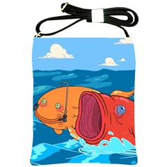 Adventure Time Fish Landscape Shoulder Sling Bag by Sarkoni