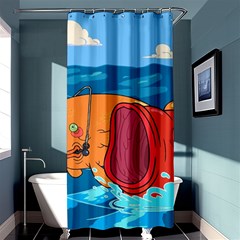 Adventure Time Fish Landscape Shower Curtain 36  X 72  (stall)  by Sarkoni