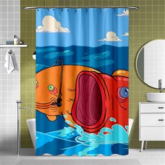 Adventure Time Fish Landscape Shower Curtain 48  X 72  (small)  by Sarkoni