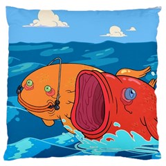 Adventure Time Fish Landscape Large Cushion Case (two Sides) by Sarkoni