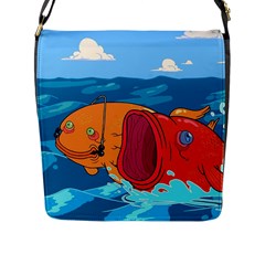 Adventure Time Fish Landscape Flap Closure Messenger Bag (l) by Sarkoni