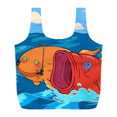 Adventure Time Fish Landscape Full Print Recycle Bag (l) by Sarkoni