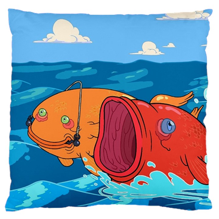 Adventure Time Fish Landscape Large Premium Plush Fleece Cushion Case (Two Sides)