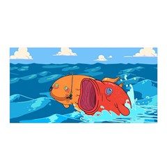 Adventure Time Fish Landscape Satin Wrap 35  X 70  by Sarkoni