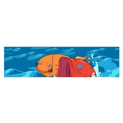 Adventure Time Fish Landscape Oblong Satin Scarf (16  X 60 ) by Sarkoni