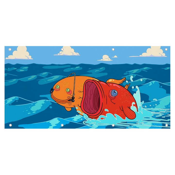 Adventure Time Fish Landscape Banner and Sign 8  x 4 