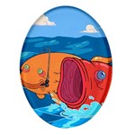 Adventure Time Fish Landscape Oval Glass Fridge Magnet (4 pack) Front