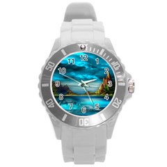 Artistic Fantasy Psychedelic Round Plastic Sport Watch (l) by Sarkoni