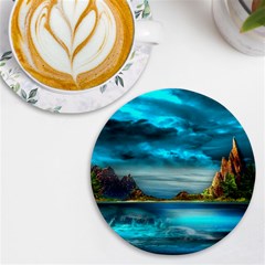 Artistic Fantasy Psychedelic Uv Print Round Tile Coaster by Sarkoni