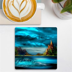 Artistic Fantasy Psychedelic Uv Print Square Tile Coaster  by Sarkoni