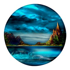 Artistic Fantasy Psychedelic Round Glass Fridge Magnet (4 Pack) by Sarkoni