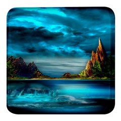 Artistic Fantasy Psychedelic Square Glass Fridge Magnet (4 Pack) by Sarkoni