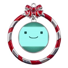 Adventure Time Bmo Metal Red Ribbon Round Ornament by Sarkoni