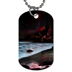 Artistic Creepy Dark Evil Fantasy Halloween Horror Psychedelic Scary Spooky Dog Tag (two Sides) by Sarkoni