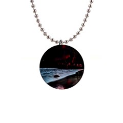 Artistic Creepy Dark Evil Fantasy Halloween Horror Psychedelic Scary Spooky 1  Button Necklace by Sarkoni