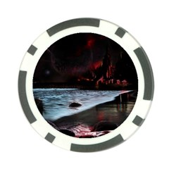 Artistic Creepy Dark Evil Fantasy Halloween Horror Psychedelic Scary Spooky Poker Chip Card Guard by Sarkoni