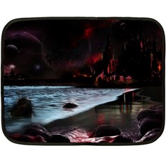 Artistic Creepy Dark Evil Fantasy Halloween Horror Psychedelic Scary Spooky Two Sides Fleece Blanket (mini) by Sarkoni