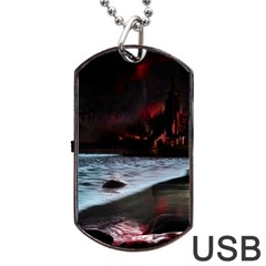 Artistic Creepy Dark Evil Fantasy Halloween Horror Psychedelic Scary Spooky Dog Tag Usb Flash (one Side) by Sarkoni