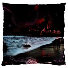 Artistic Creepy Dark Evil Fantasy Halloween Horror Psychedelic Scary Spooky Large Cushion Case (two Sides) by Sarkoni