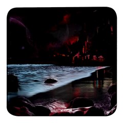 Artistic Creepy Dark Evil Fantasy Halloween Horror Psychedelic Scary Spooky Square Glass Fridge Magnet (4 Pack) by Sarkoni