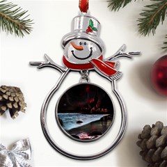 Artistic Creepy Dark Evil Fantasy Halloween Horror Psychedelic Scary Spooky Metal Snowman Ornament by Sarkoni