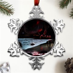 Artistic Creepy Dark Evil Fantasy Halloween Horror Psychedelic Scary Spooky Metal Small Snowflake Ornament by Sarkoni