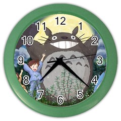 Illustration Anime Cartoon My Neighbor Totoro Color Wall Clock by Sarkoni