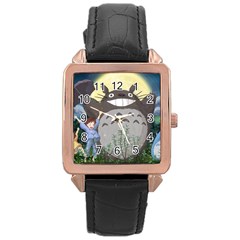 Illustration Anime Cartoon My Neighbor Totoro Rose Gold Leather Watch  by Sarkoni