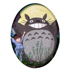 Illustration Anime Cartoon My Neighbor Totoro Oval Glass Fridge Magnet (4 Pack) by Sarkoni