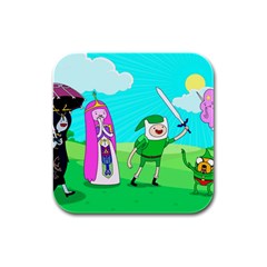 Adventure Time The Legend Of Zelda Parody Rubber Square Coaster (4 Pack) by Sarkoni