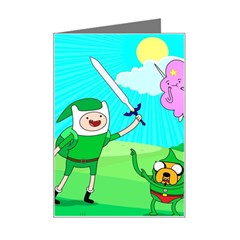 Adventure Time The Legend Of Zelda Parody Mini Greeting Card by Sarkoni