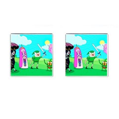 Adventure Time The Legend Of Zelda Parody Cufflinks (square) by Sarkoni