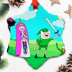 Adventure Time The Legend Of Zelda Parody Snowflake Ornament (two Sides) by Sarkoni