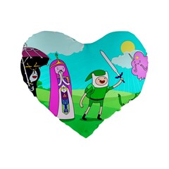 Adventure Time The Legend Of Zelda Parody Standard 16  Premium Flano Heart Shape Cushions by Sarkoni