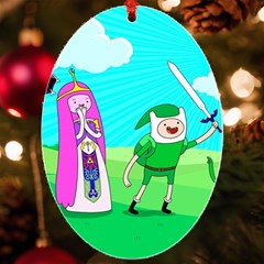 Adventure Time The Legend Of Zelda Parody Uv Print Acrylic Ornament Oval by Sarkoni