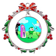 Adventure Time The Legend Of Zelda Parody Metal X mas Wreath Ribbon Ornament