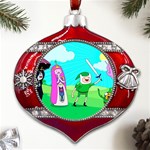 Adventure Time The Legend Of Zelda Parody Metal Snowflake And Bell Red Ornament Front