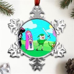 Adventure Time The Legend Of Zelda Parody Metal Small Snowflake Ornament by Sarkoni