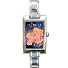 Abstract Art Artistic Bright Colors Contrast Flower Nature Petals Psychedelic Rectangle Italian Charm Watch by Sarkoni