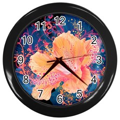 Abstract Art Artistic Bright Colors Contrast Flower Nature Petals Psychedelic Wall Clock (black)