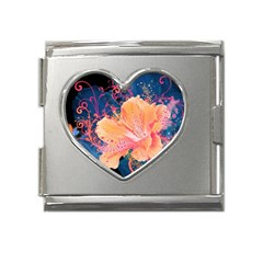 Abstract Art Artistic Bright Colors Contrast Flower Nature Petals Psychedelic Mega Link Heart Italian Charm (18mm) by Sarkoni