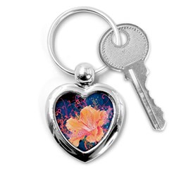 Abstract Art Artistic Bright Colors Contrast Flower Nature Petals Psychedelic Key Chain (heart) by Sarkoni