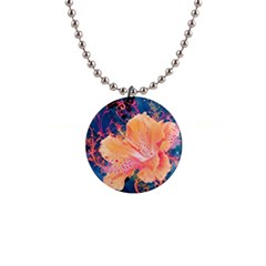 Abstract Art Artistic Bright Colors Contrast Flower Nature Petals Psychedelic 1  Button Necklace by Sarkoni