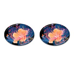 Abstract Art Artistic Bright Colors Contrast Flower Nature Petals Psychedelic Cufflinks (oval) by Sarkoni