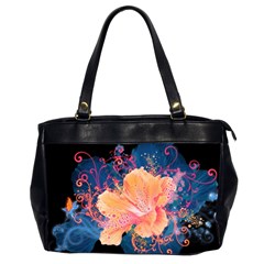 Abstract Art Artistic Bright Colors Contrast Flower Nature Petals Psychedelic Oversize Office Handbag (2 Sides) by Sarkoni