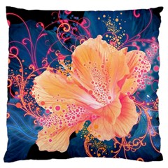 Abstract Art Artistic Bright Colors Contrast Flower Nature Petals Psychedelic Large Cushion Case (one Side) by Sarkoni