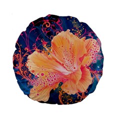 Abstract Art Artistic Bright Colors Contrast Flower Nature Petals Psychedelic Standard 15  Premium Round Cushions by Sarkoni